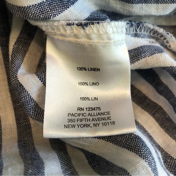 Linen Top Women’s Small Striped Sleeveless Tunic Tank Casual Coastal Nautical - Picture 2 of 11